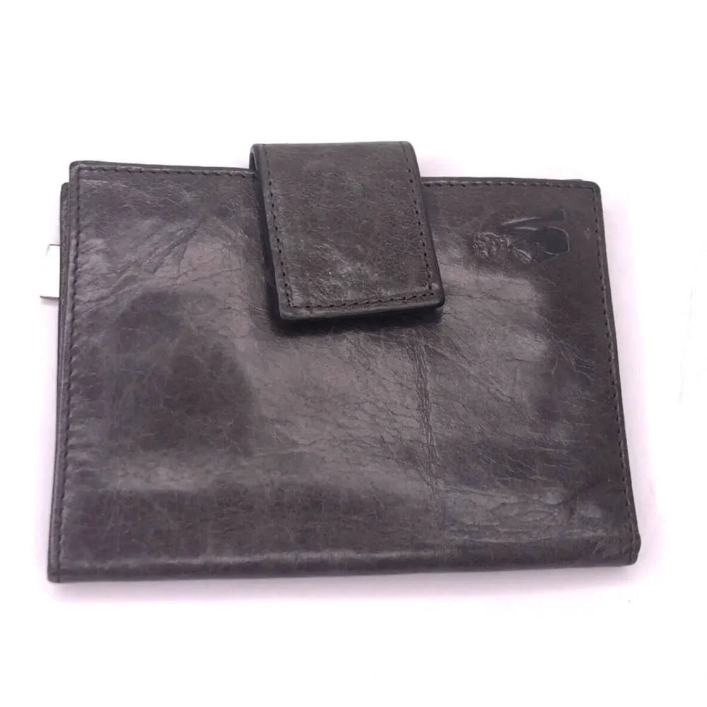 Helen Welsh Wallet Bifold Gray Leather Snap Closure 4